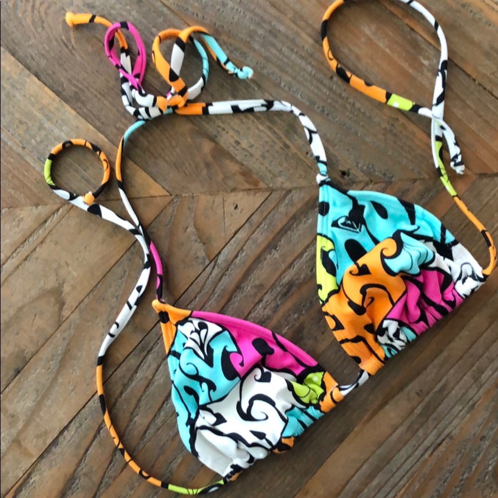 roxy. funky 60's - triangle tie bikini top (med)